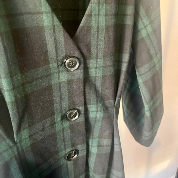 MNG Casual Green Plaid V-neck Dress - Picture 3 of 8